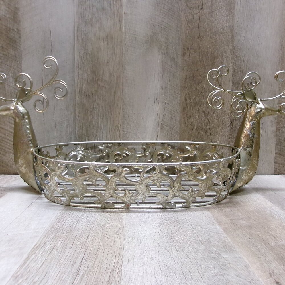 Christmas Reindeer Metal Basket